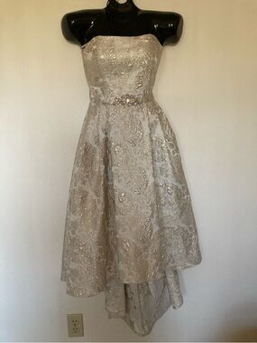 Betsy Adam formal champagne strapless high low dress prom wedding pageant sz 6✨✨